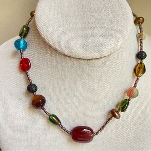 Lia Sophia Color Vibe necklace multicolor glass beads and iridescent seed beads